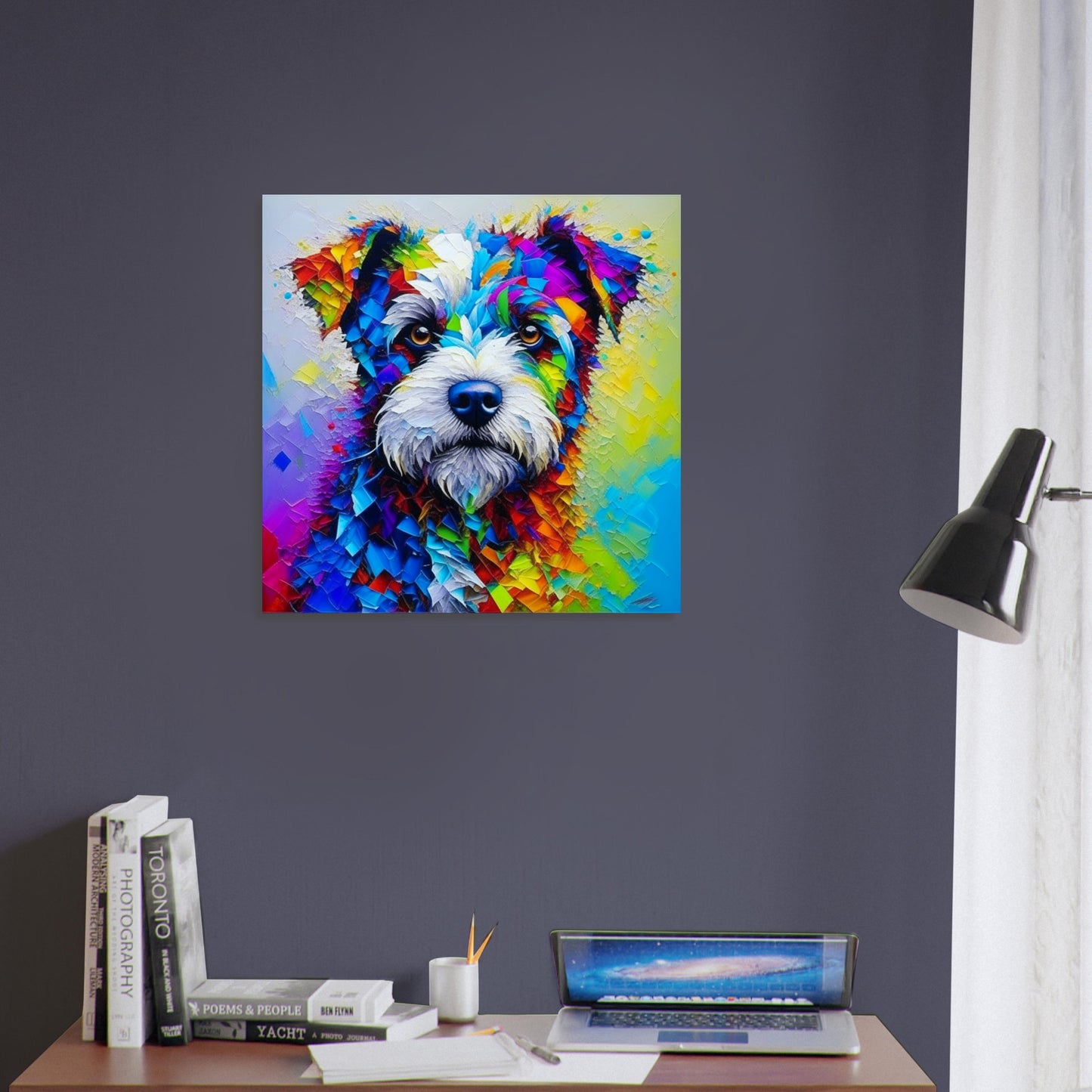 Pet Theme, Printed Wall Art, Colourful Terrier, Foam Backing, Perfect Gift.