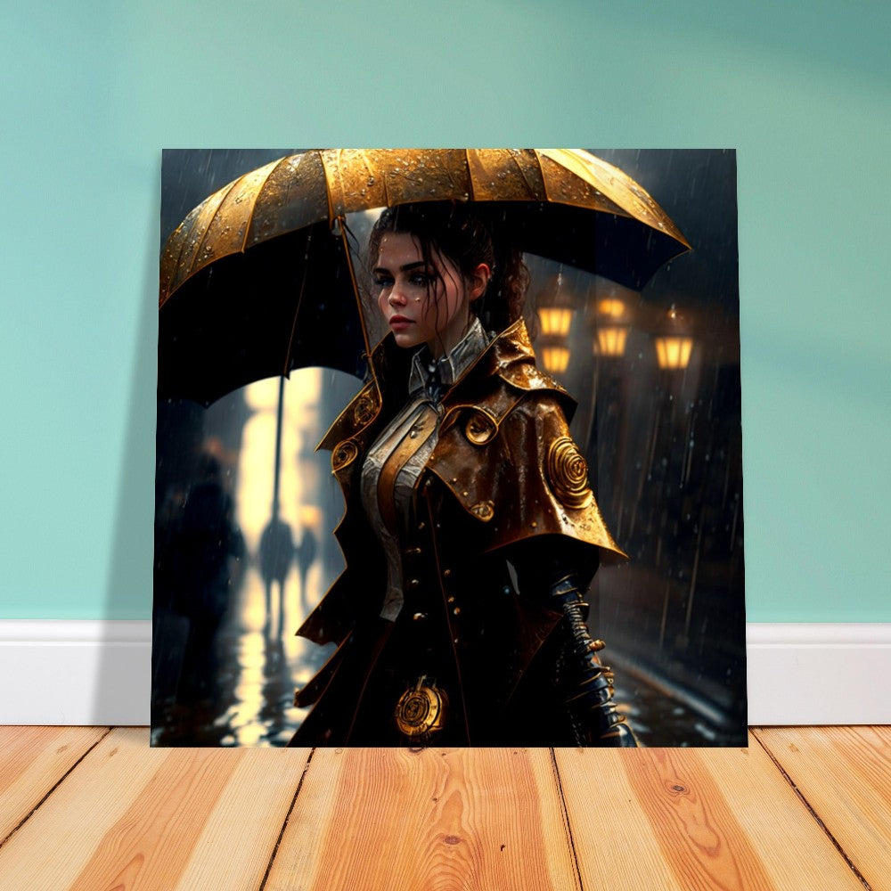 Steampunk Theme, Printed Wall Art, Female, Raining, Foam Backing, Perfect Gift.