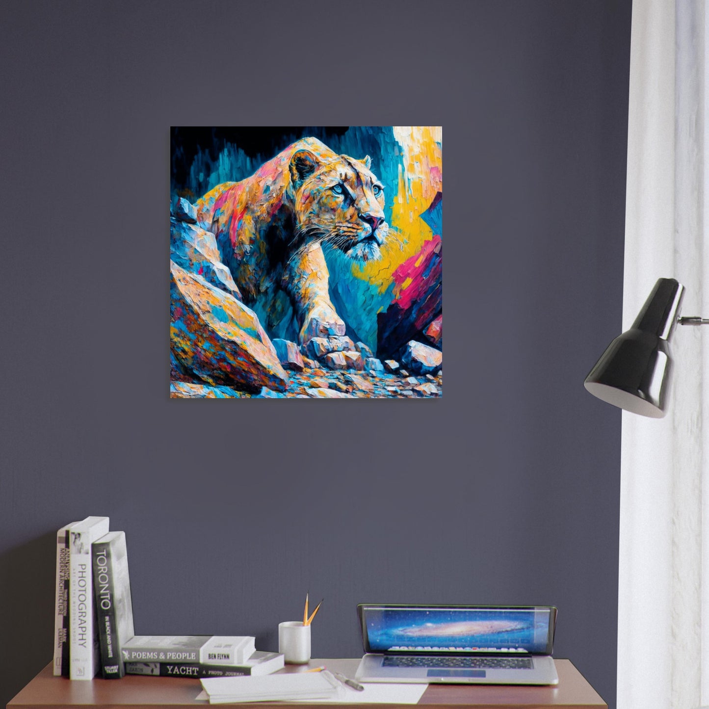 Nature Theme, Printed Wall Art, Mountain Lion, Foam Backing, Perfect Gift.