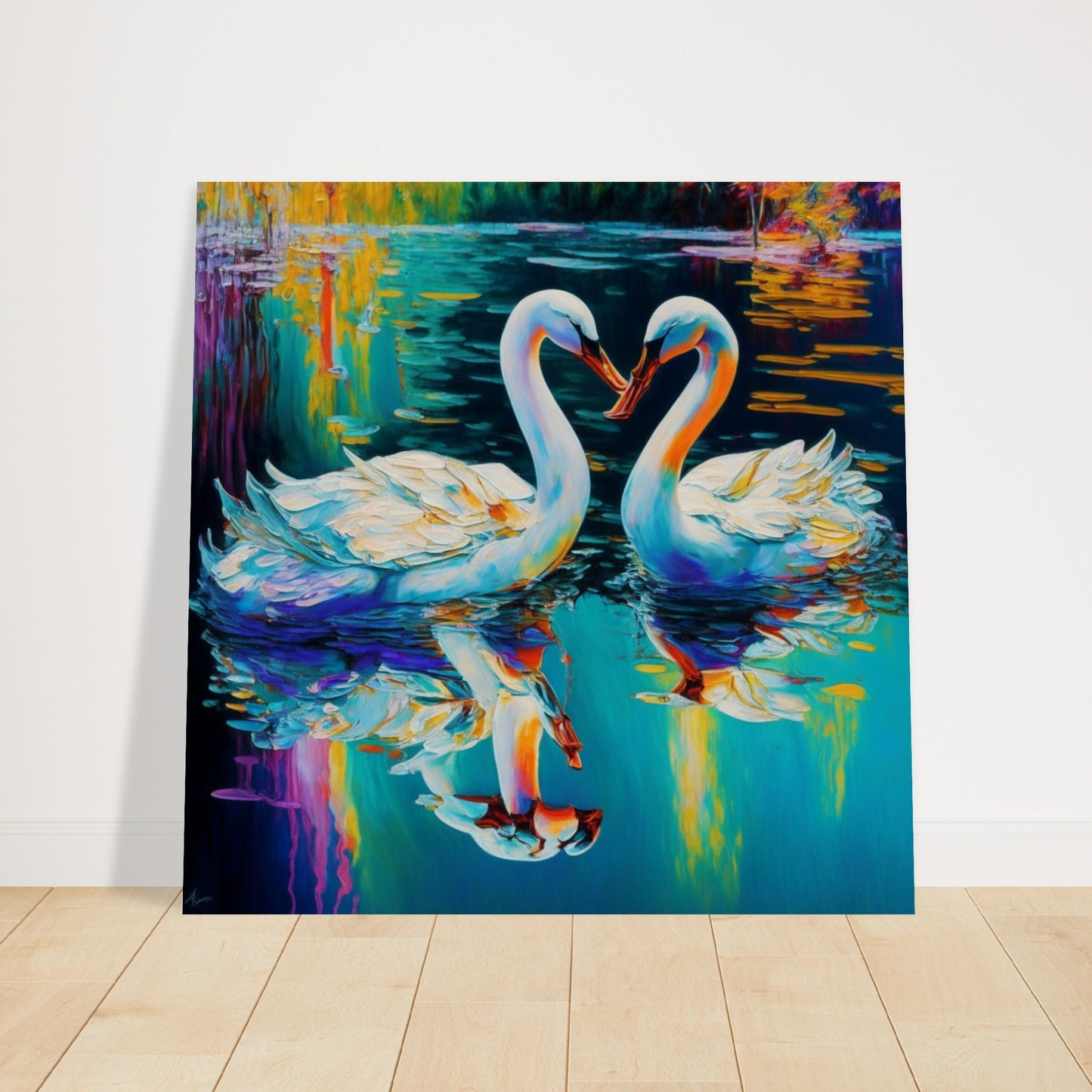 Nature Theme, Printed Wall Art, Serene Swans, Foam Backing, Perfect Gift.