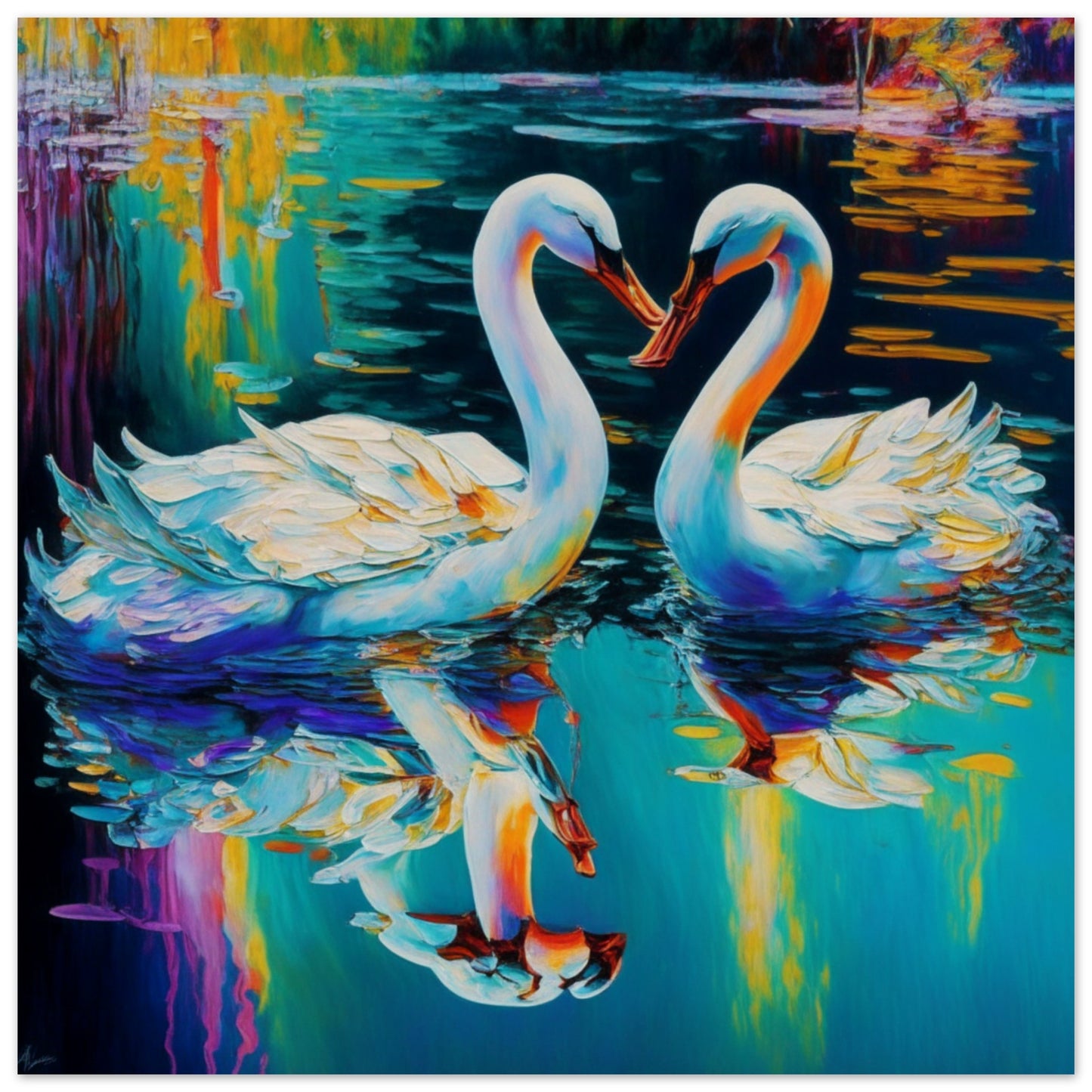 Nature Theme, Printed Wall Art, Serene Swans, Foam Backing, Perfect Gift.