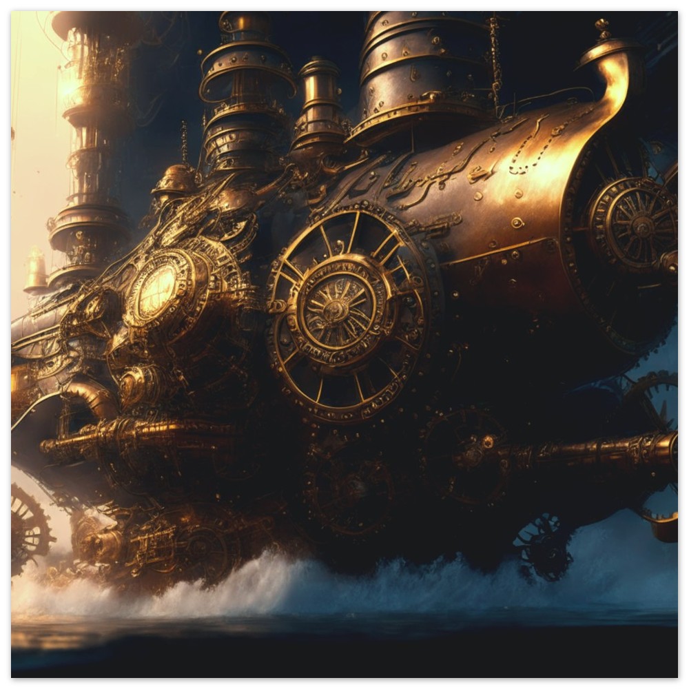 Steampunk Poster - Premium Semi-Glossy Paper Poster, Vimana Trading Vessel, Perfect Gift