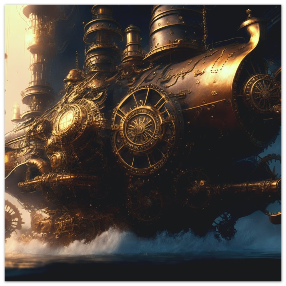 Steampunk Poster - Premium Semi-Glossy Paper Poster, Vimana Trading Vessel, Perfect Gift