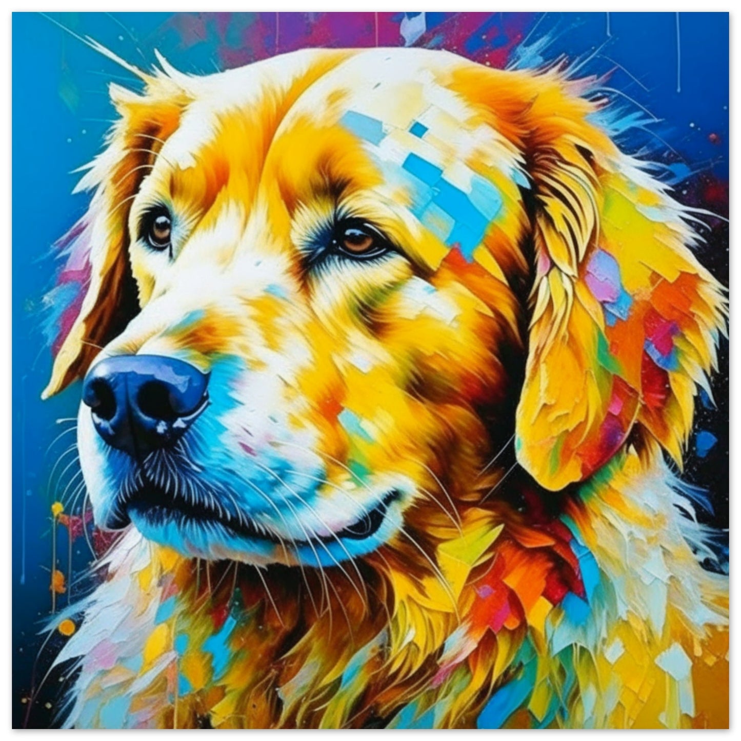 Pet Theme, Printed Wall Art, Colourful Retriever, Foam Backing, Perfect Gift.