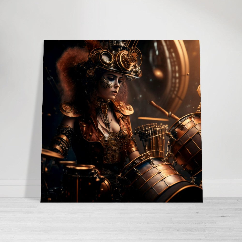 Steampunk Poster - Premium Semi-Glossy Paper Poster, Drummer, Perfect Gift