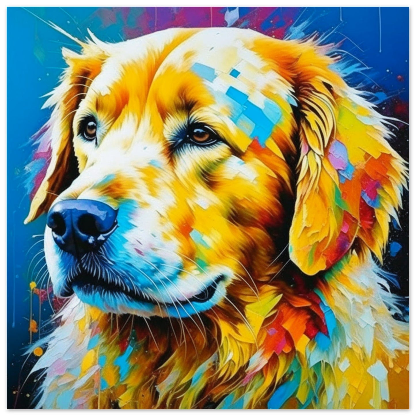 Pet Theme, Printed Wall Art, Colourful Retriever, Foam Backing, Perfect Gift.