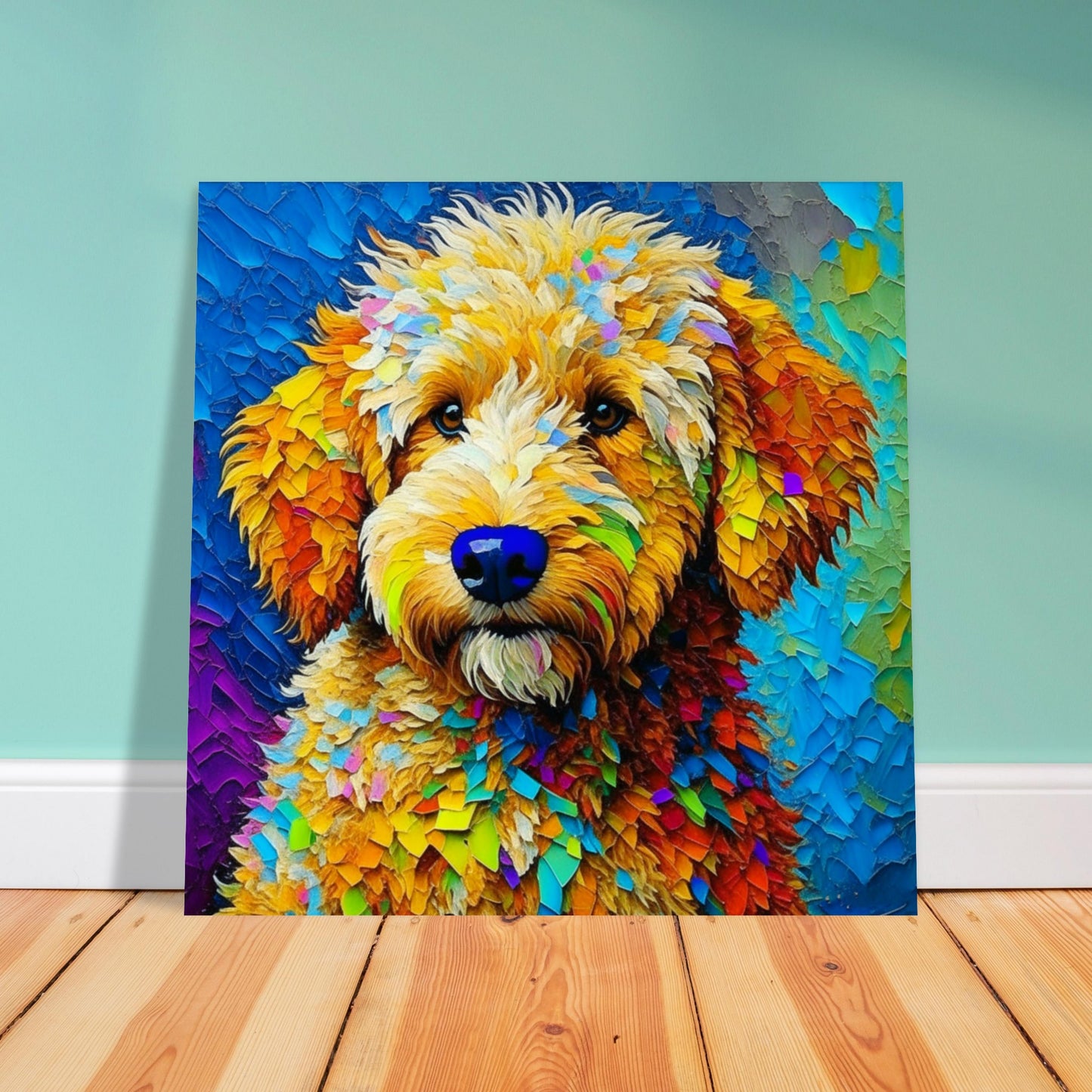 Pet Theme, Printed Wall Art, Colourful Labradoodle, Foam Backing, Perfect Gift.