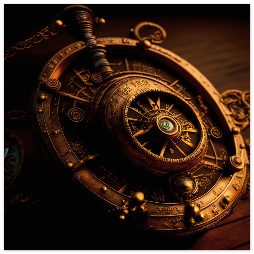 Steampunk Theme, Printed Wall Art, Compass, Foam Backing, Perfect Gift.