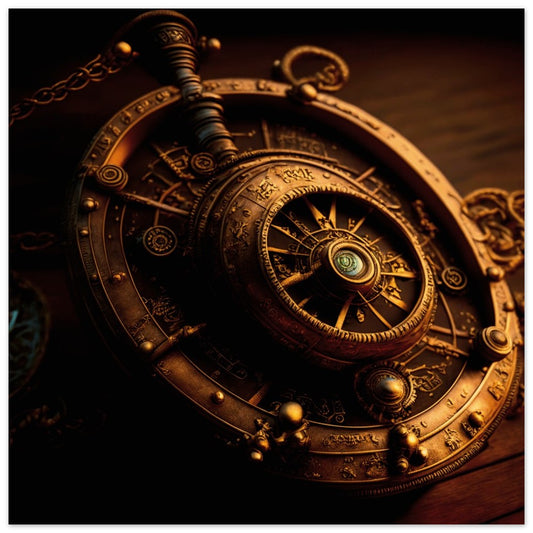 Steampunk Theme, Printed Wall Art, Compass, Foam Backing, Perfect Gift.