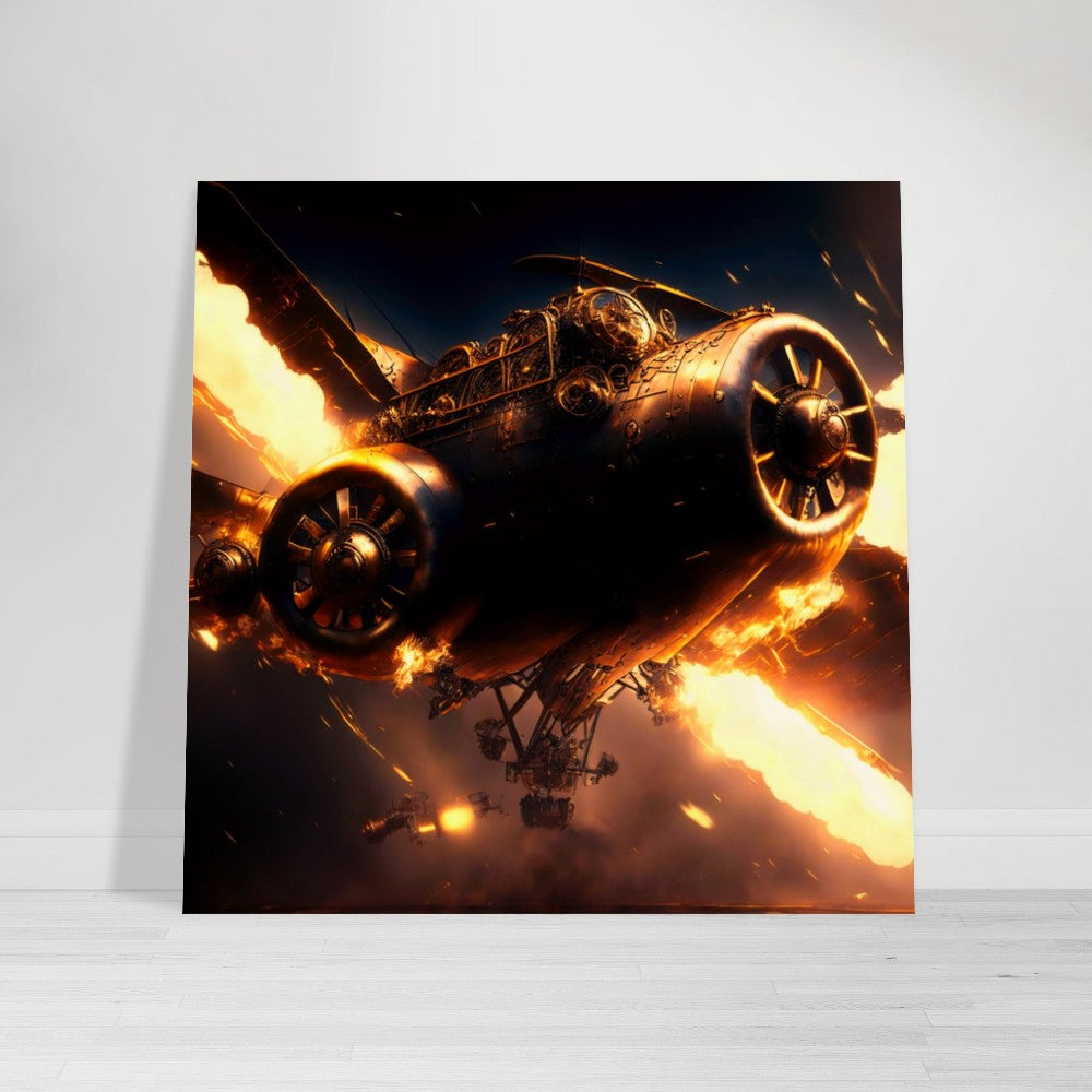 Steampunk Poster - Premium Semi-Glossy Paper Poster, Vimana Attacked, Perfect Gift