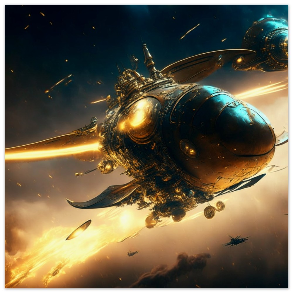 Steampunk Poster - Premium Semi-Glossy Paper Poster, Vimana UAV, Perfect Gift