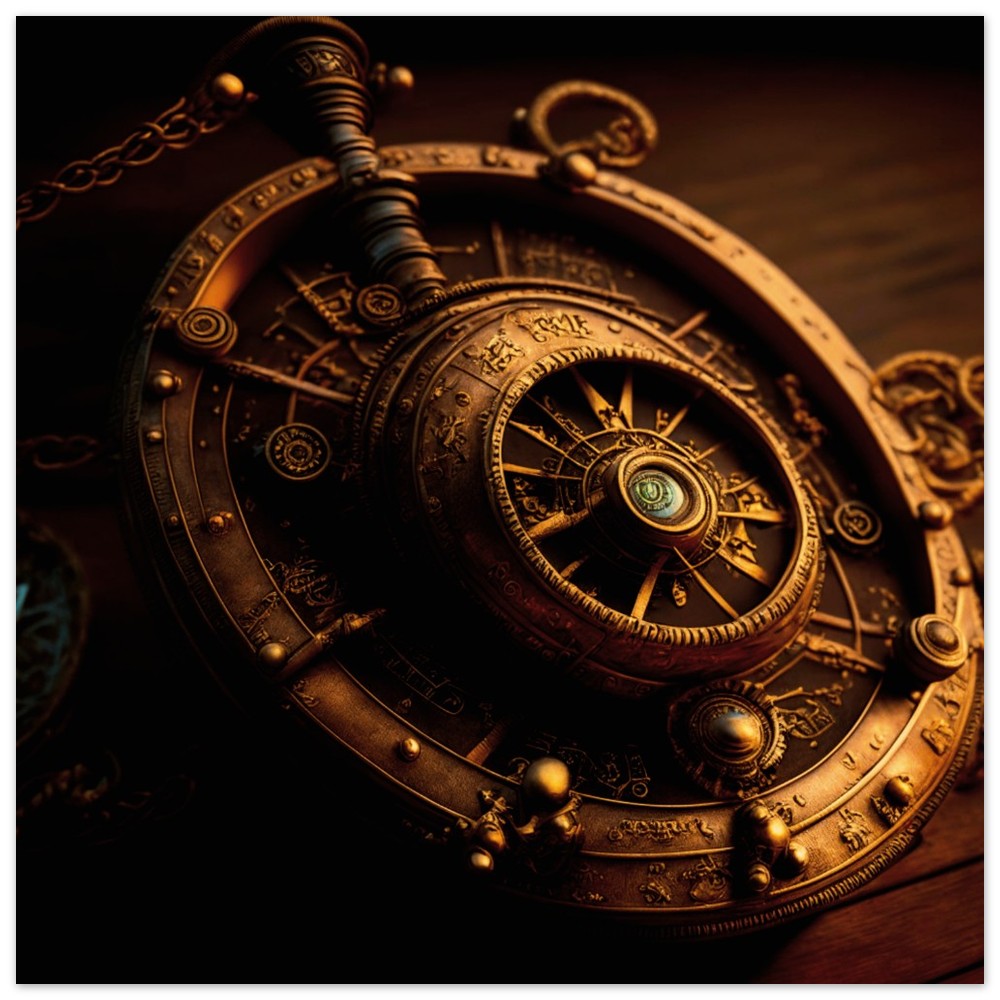 Steampunk Theme, Printed Wall Art, Compass, Foam Backing, Perfect Gift.