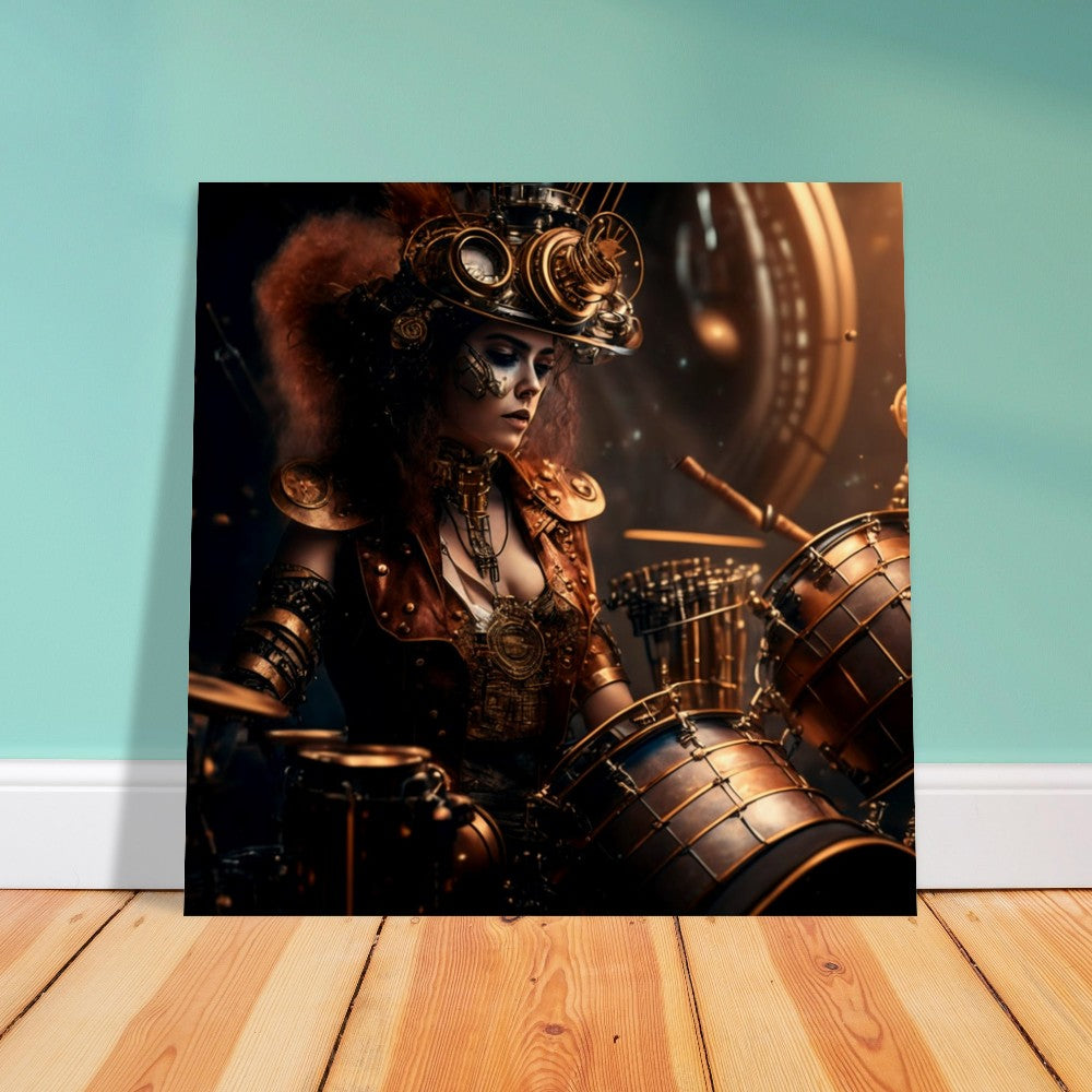 Steampunk Theme, Printed Wall Art, Drummer, Foam Backing, Perfect Gift.