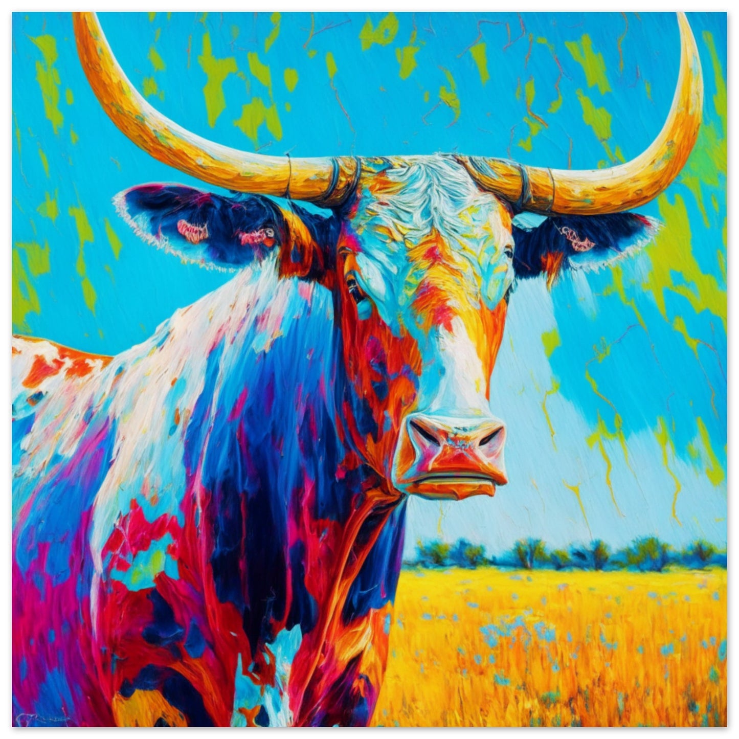 Nature Theme, Printed Wall Art, Texas Longhorn, Foam Backing, Perfect Gift.