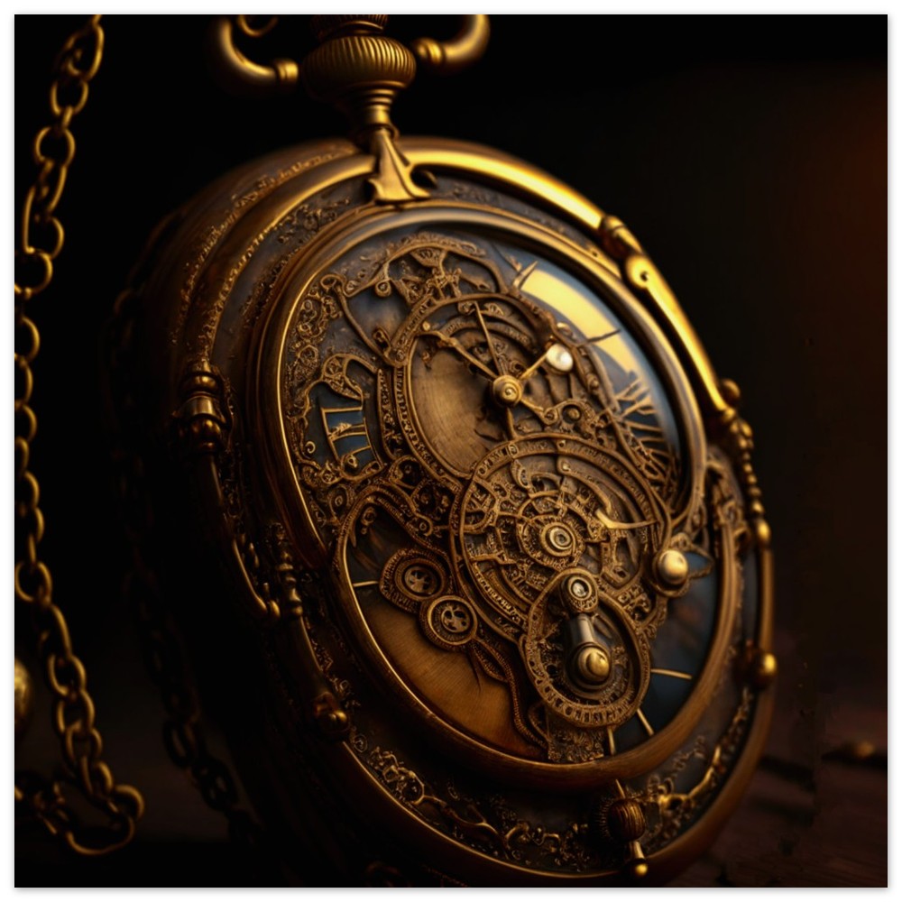 Steampunk Poster - Premium Semi-Glossy Paper Poster, Pocket Watch, Perfect Gift