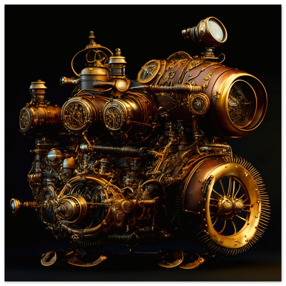 Steampunk Theme, Printed Wall Art, Vimana Turbine, Foam Backing, Perfect Gift.