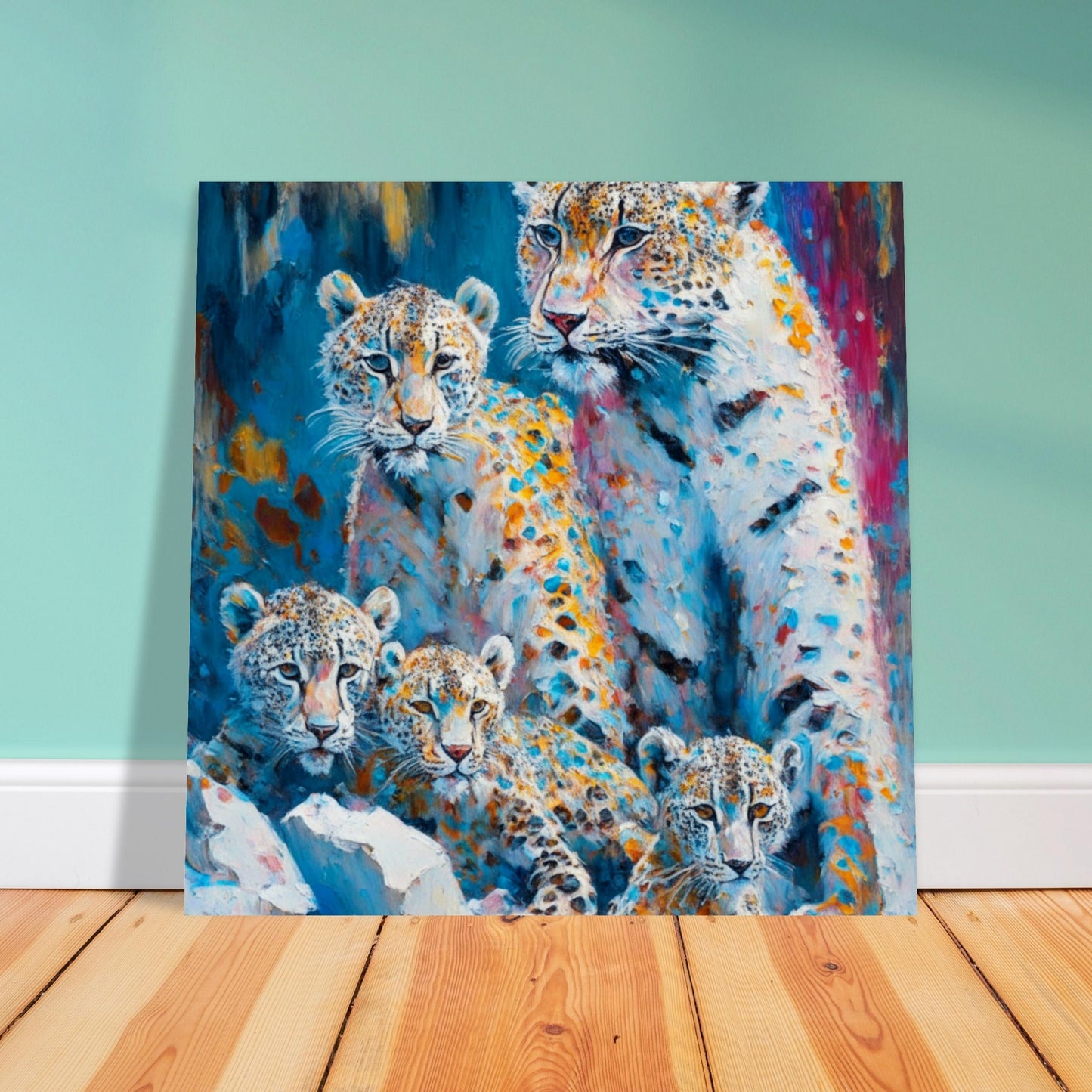 Nature Theme, Printed Wall Art, Snow Leopards, Foam Backing, Perfect Gift.