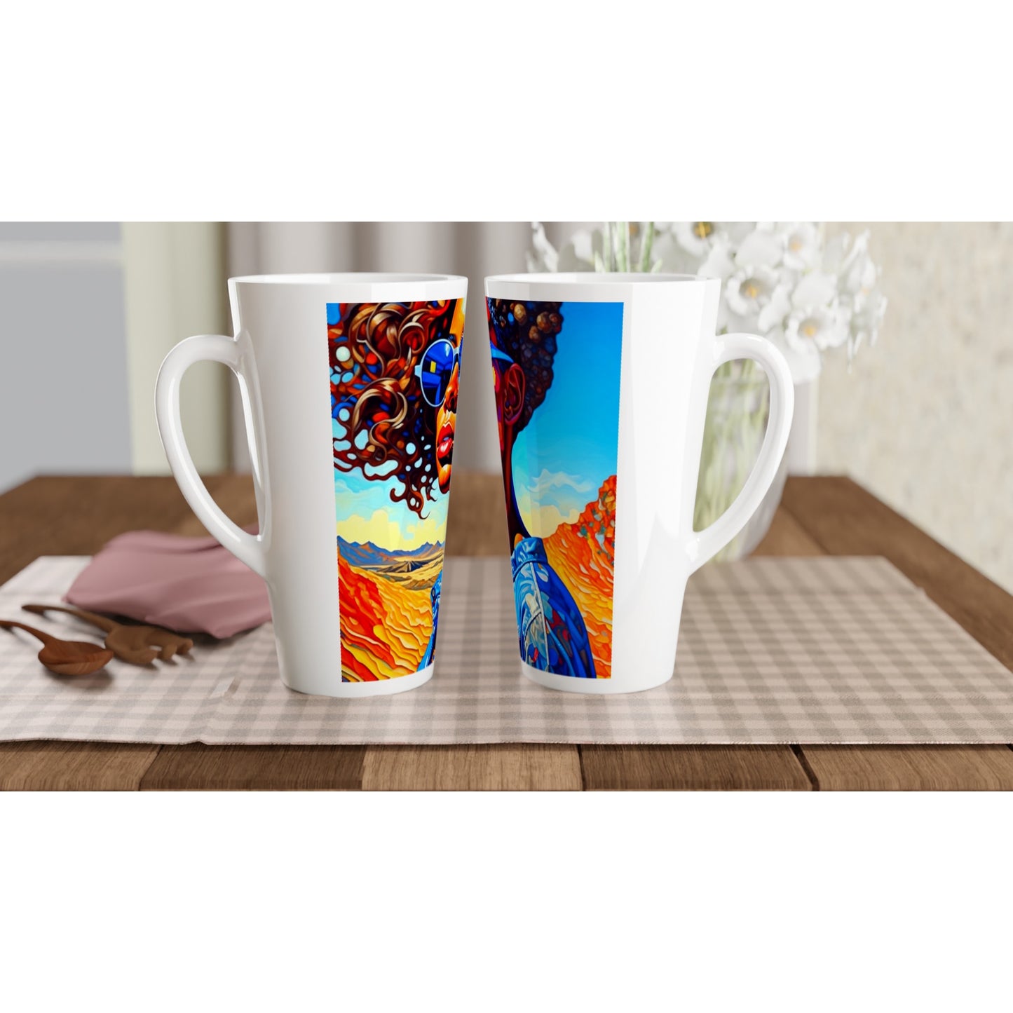 Designer White Latte 17oz Ceramic Mug