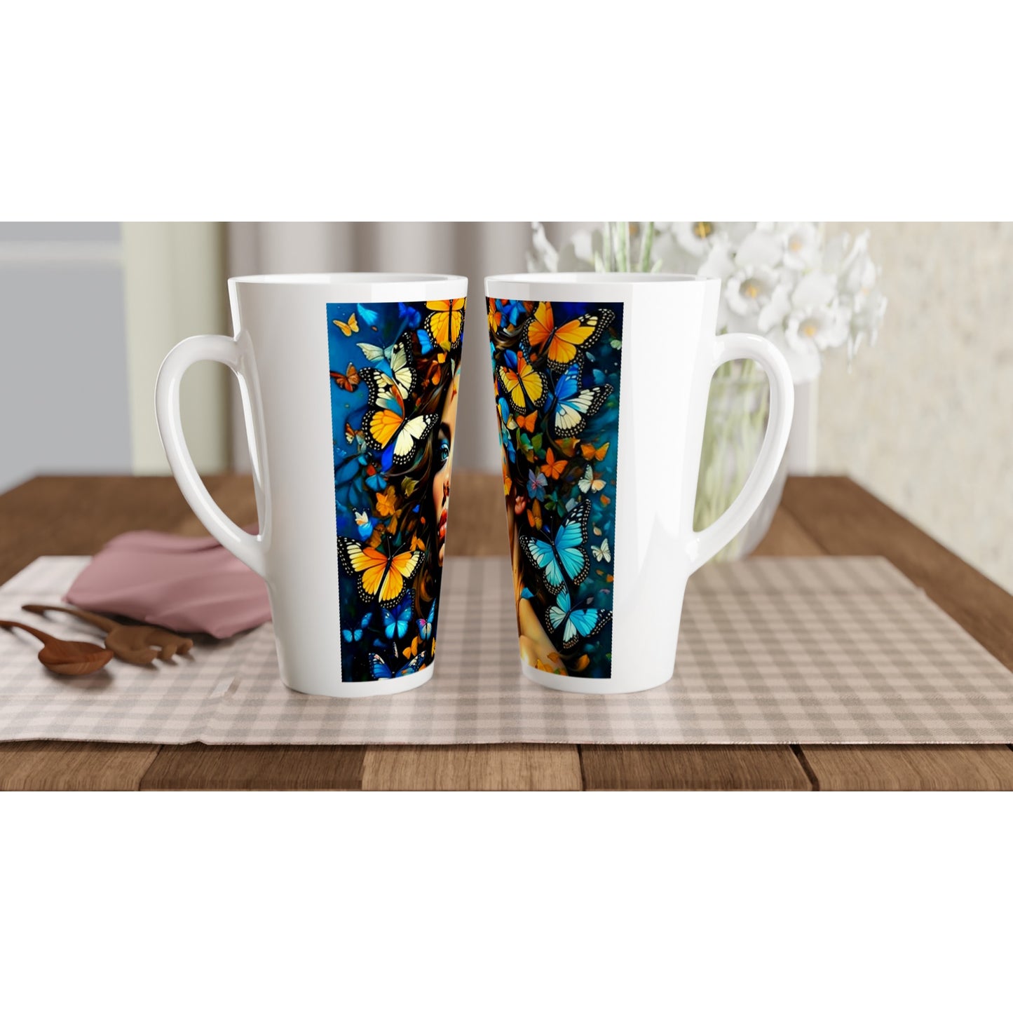 Designer White Latte 17oz Ceramic Mug