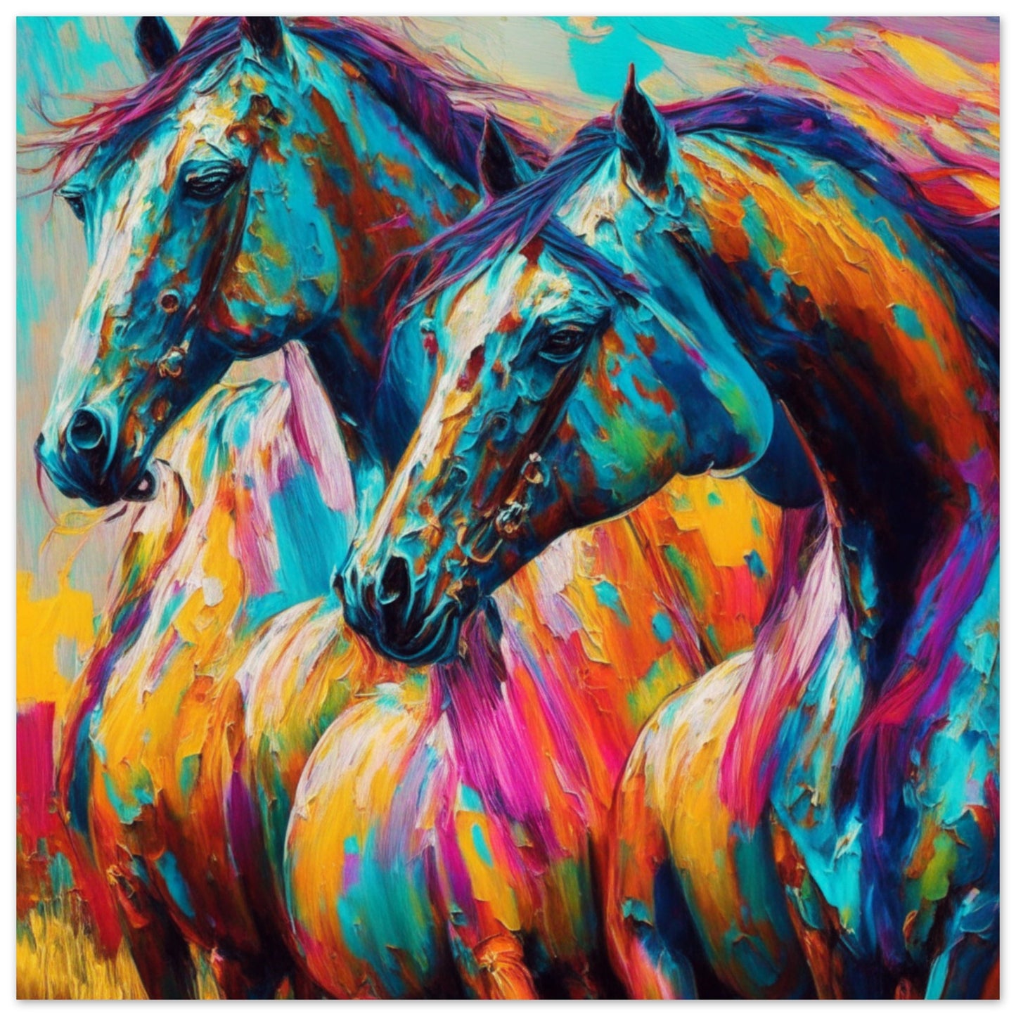 Special Offer - Printed Wall Art, Wild Prairie Horses, Aluminium Print