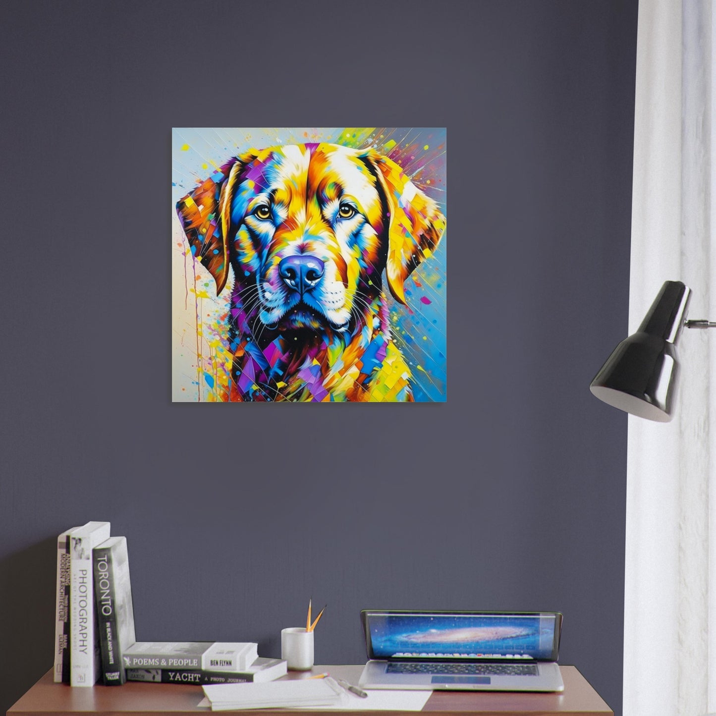 Pet Theme, Printed Wall Art, Colourful Labrador, Foam Backing, Perfect Gift.