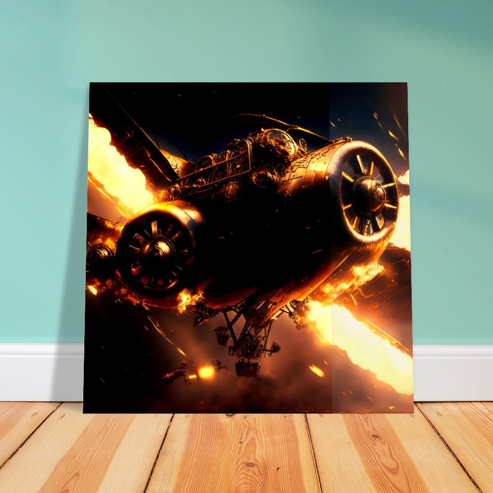 Steampunk Theme, Printed wall Art, Vimana Attacked, Foam Backing, Perfect Gift.