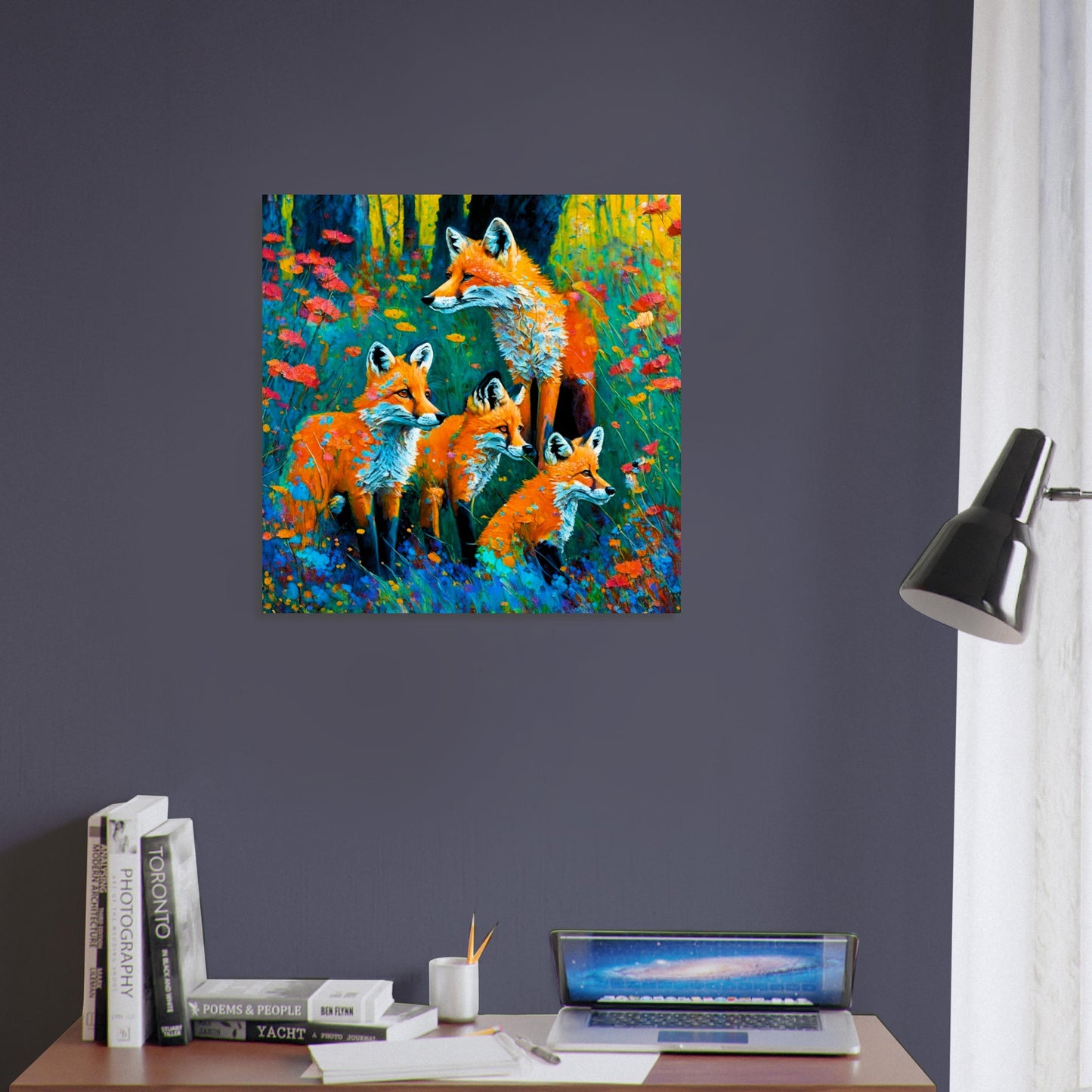 Nature Theme, Printed Wall Art, Woodland Foxes, Foam Backing, Perfect Gift.