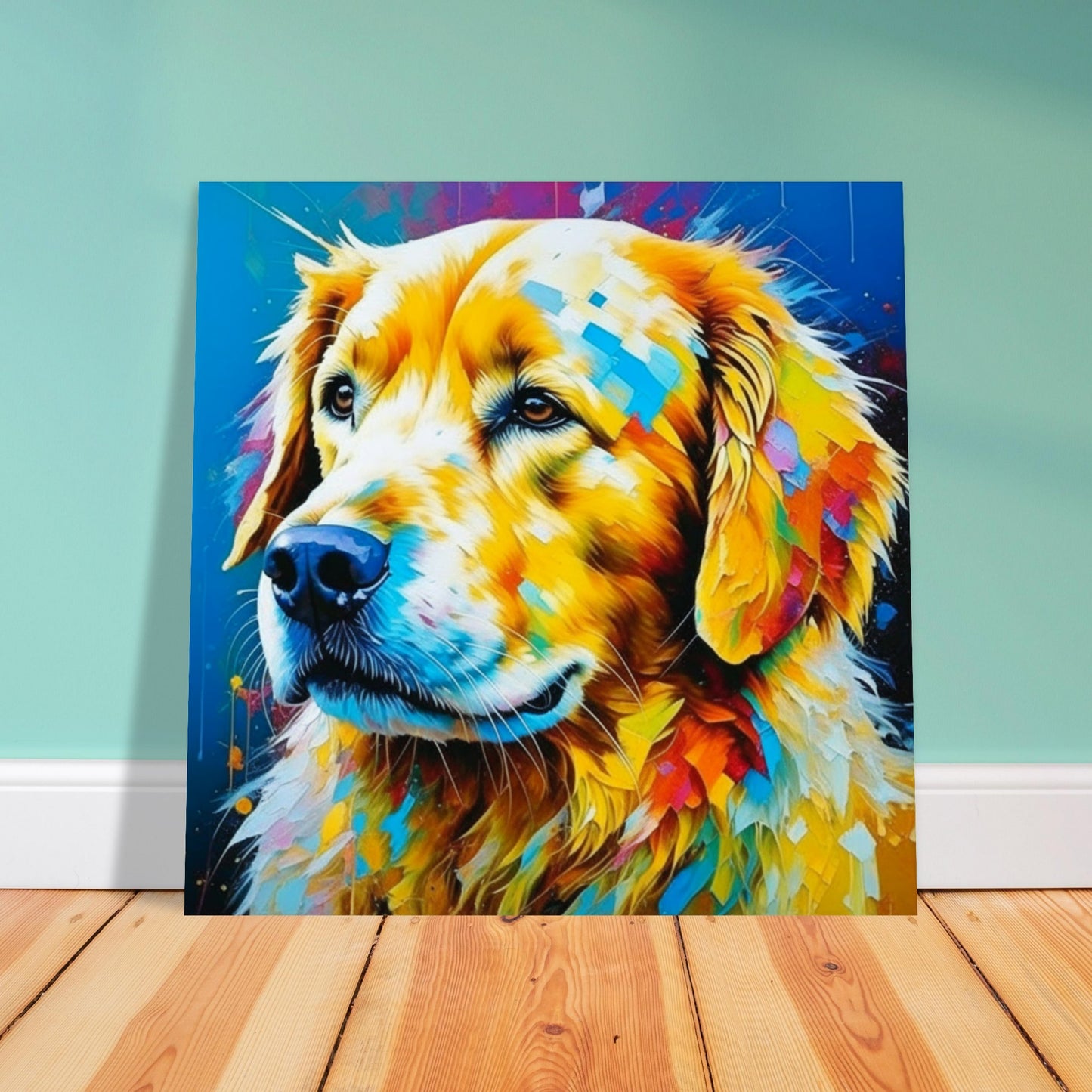 Pet Theme, Printed Wall Art, Colourful Retriever, Foam Backing, Perfect Gift.