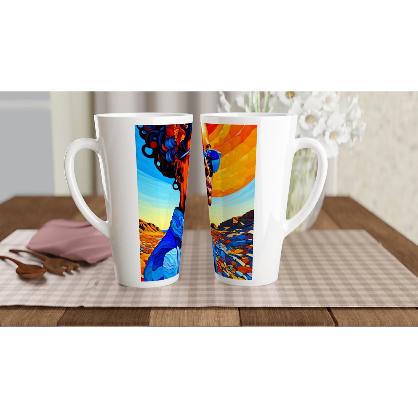 Designer White Latte 17oz Ceramic Mug