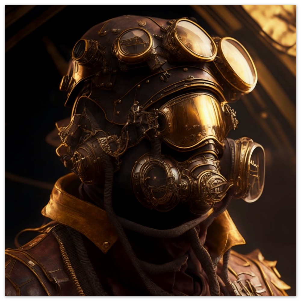 Steampunk Poster - Premium Semi-Glossy Paper Poster, Pilot & Mask, Perfect Gift