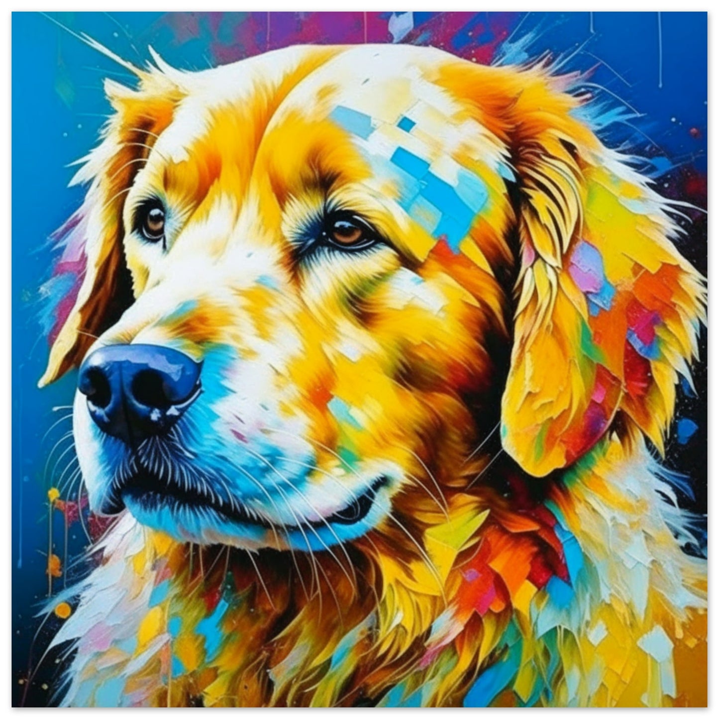 Pet Theme, Printed Wall Art, Colourful Retriever, Foam Backing, Perfect Gift.