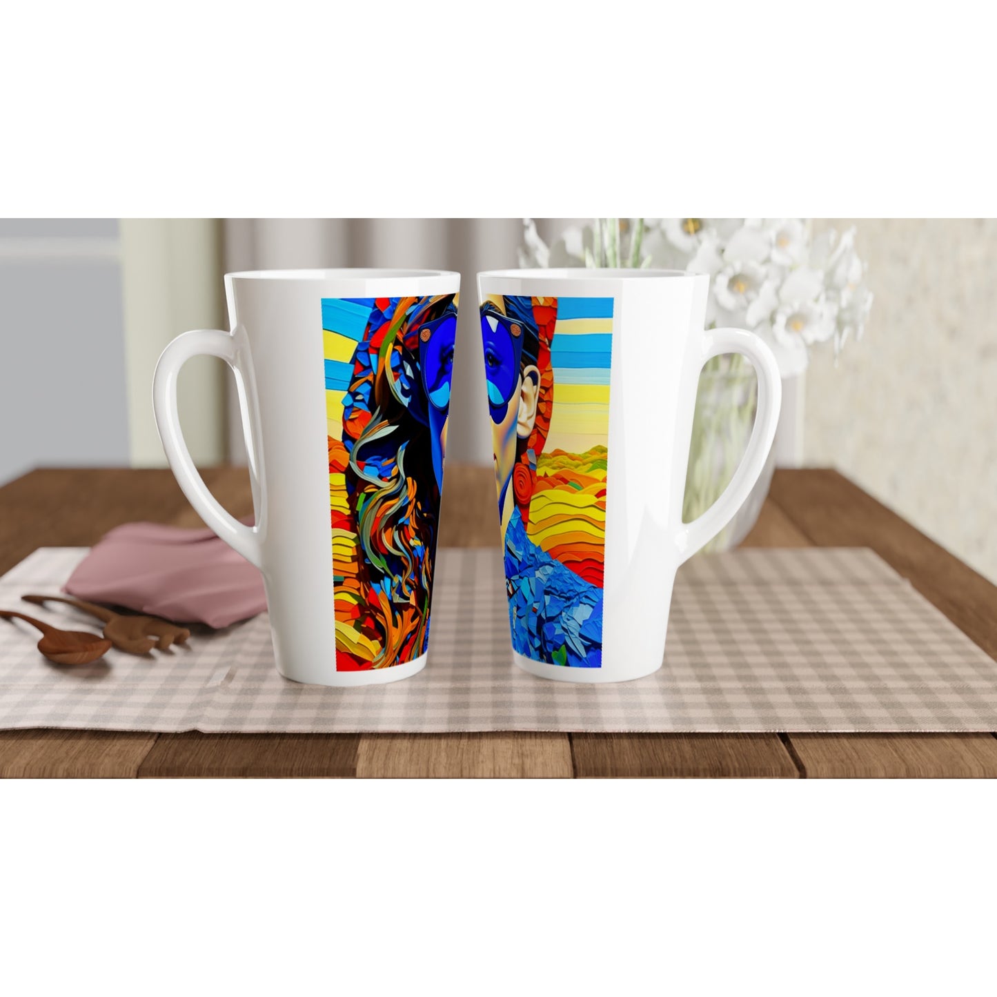 Designer White Latte 17oz Ceramic Mug