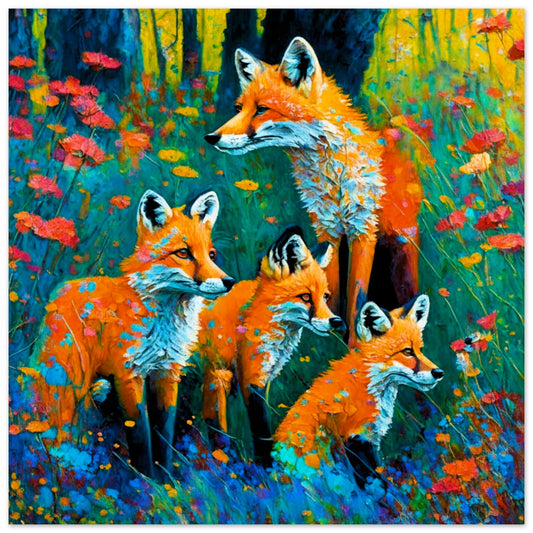 Nature Theme, Printed Wall Art, Woodland Foxes, Foam Backing, Perfect Gift.