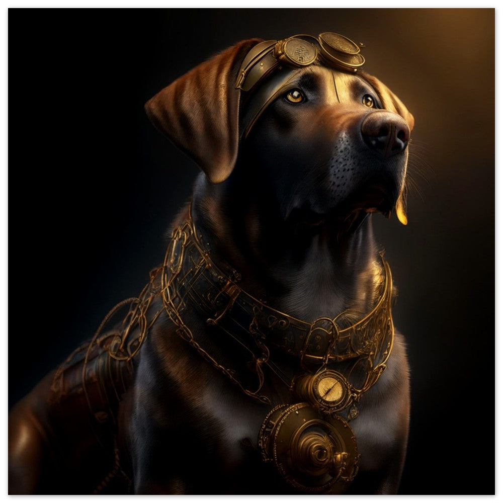 Steampunk Poster - Premium Semi-Glossy Paper Poster, Labrador, Perfect Gift