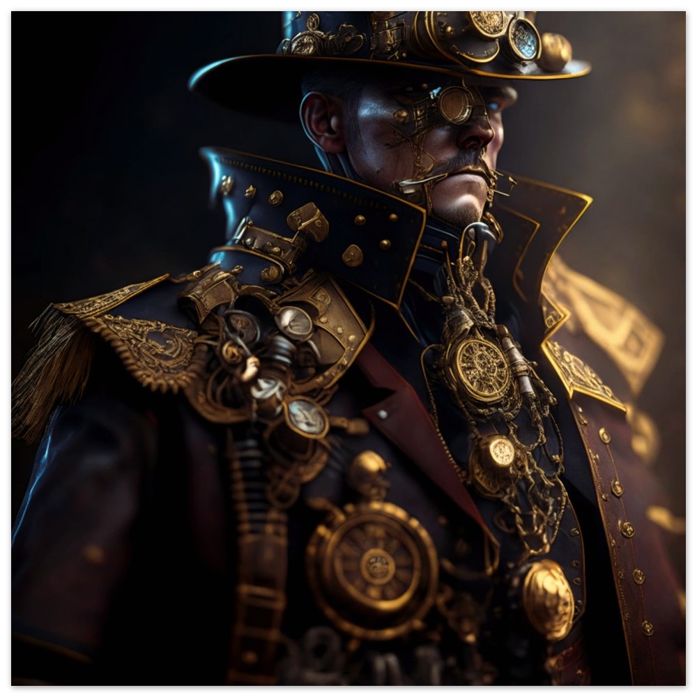 Steampunk Poster - Premium Semi-Glossy Paper Poster, The Officer, Perfect Gift