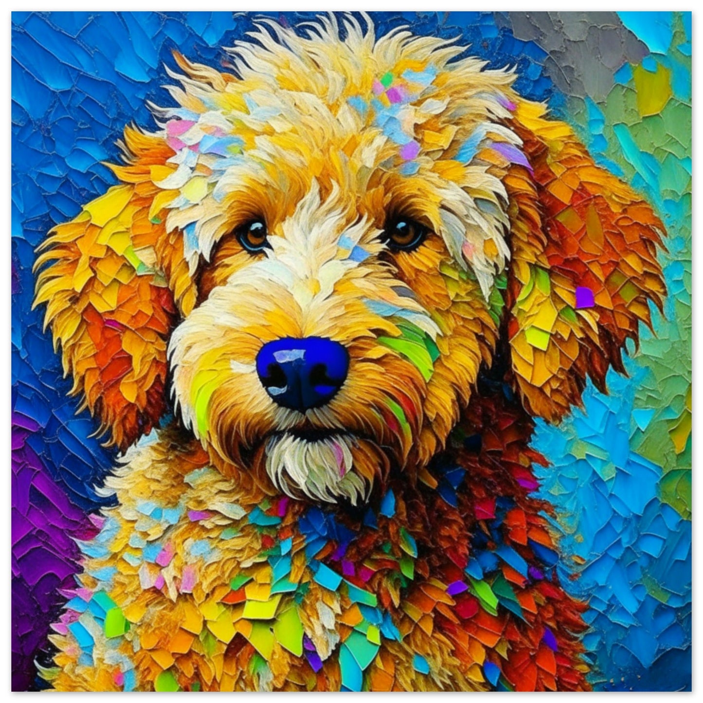 Pet Theme, Printed Wall Art, Colourful Labradoodle, Foam Backing, Perfect Gift.