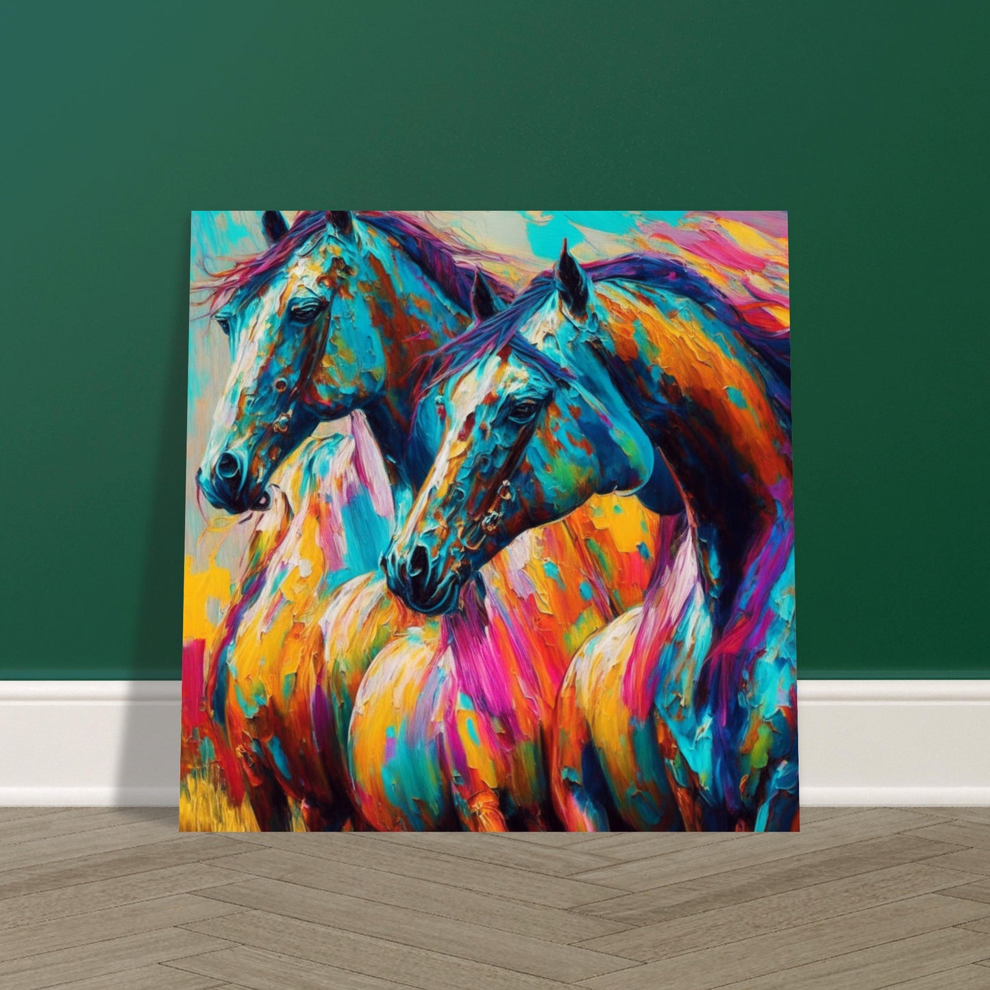 Special Offer - Printed Wall Art, Wild Prairie Horses, Aluminium Print