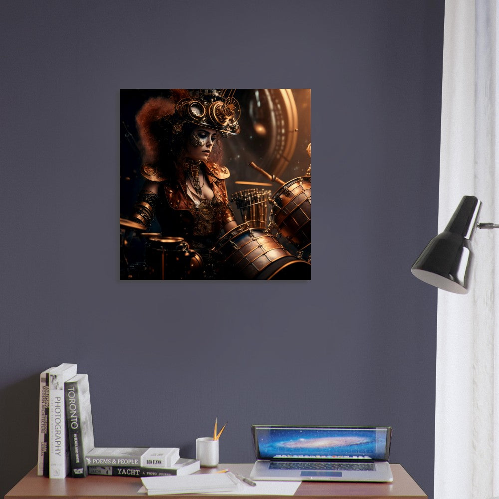 Steampunk Theme, Printed Wall Art, Drummer, Foam Backing, Perfect Gift.