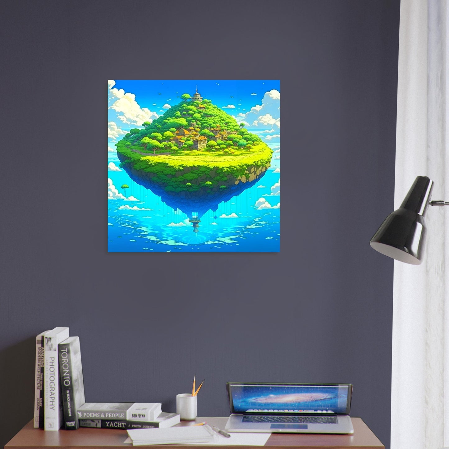 Anime Theme, Printed Wall Art, Floating Island, Foam Backing, Perfect Gift