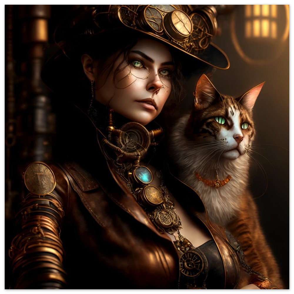 Foam Print - Steampunk Theme, Female & Cat