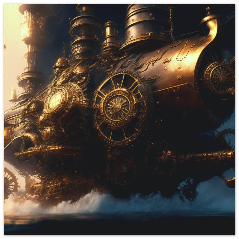 Steampunk Poster - Premium Semi-Glossy Paper Poster, Vimana Trading Vessel, Perfect Gift