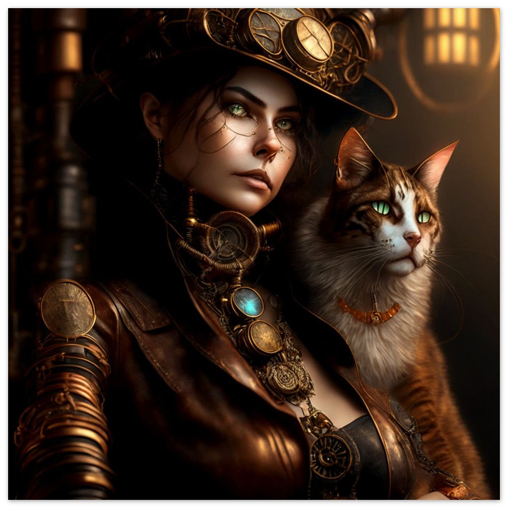 Foam Print - Steampunk Theme, Female & Cat