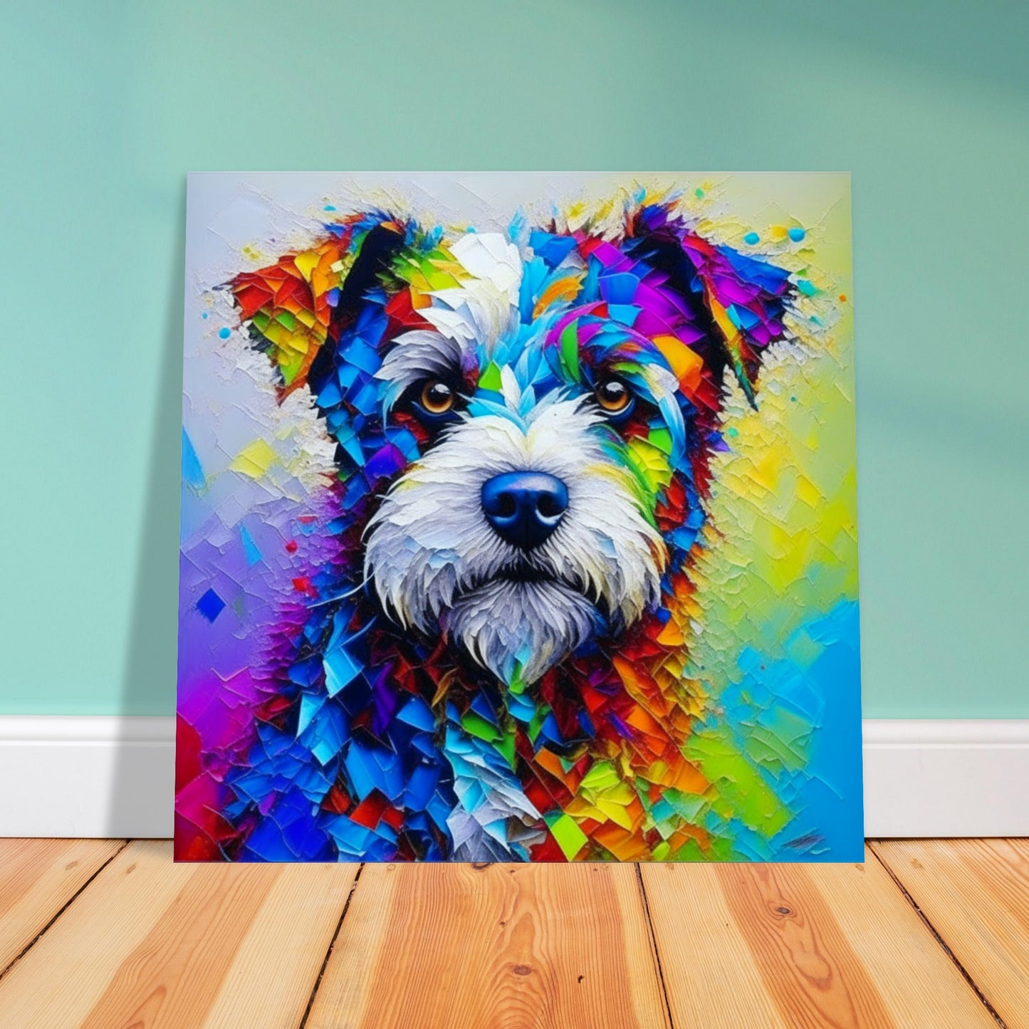 Pet Theme, Printed Wall Art, Colourful Terrier, Foam Backing, Perfect Gift.