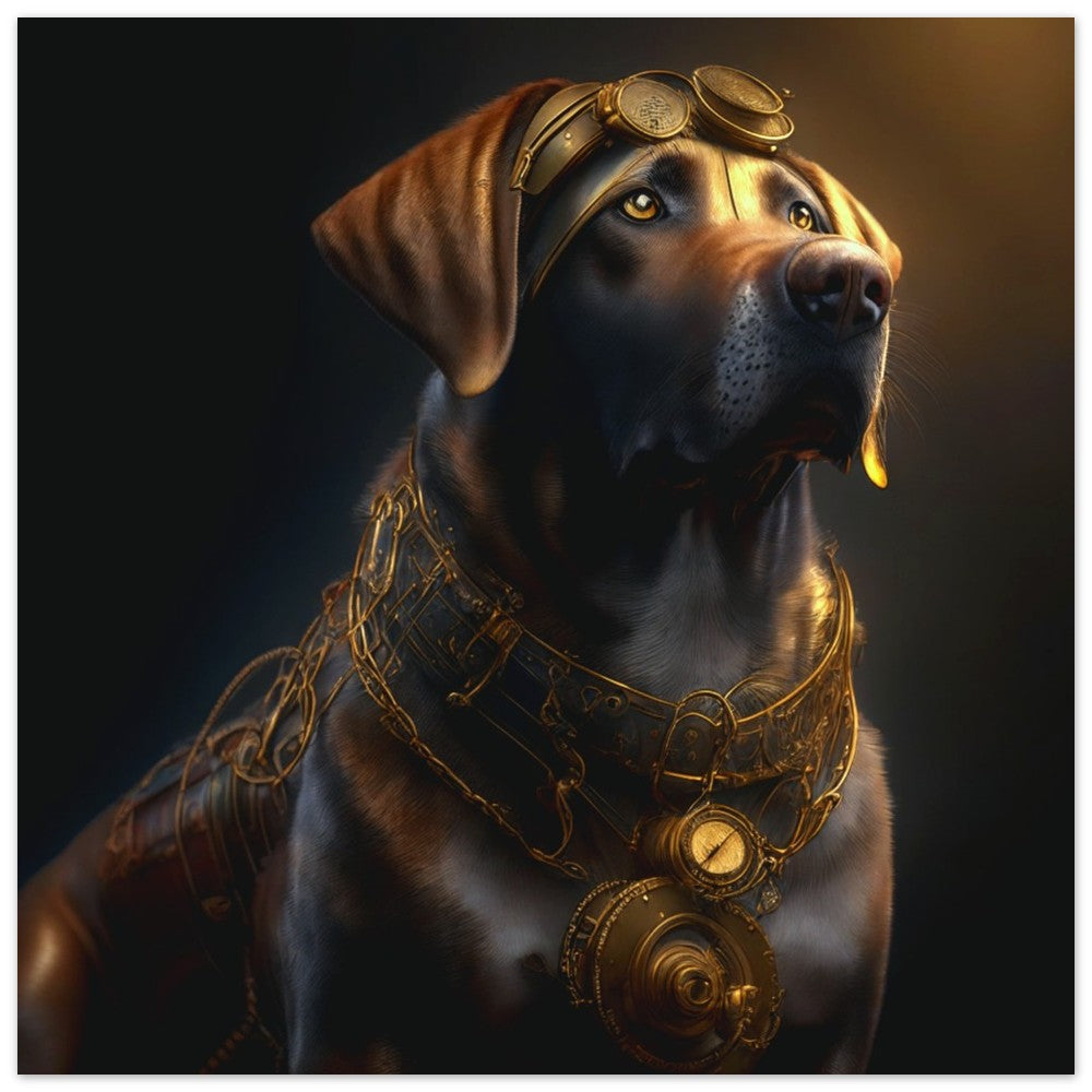 Steampunk Theme, Printed Wall Art, Labrador, Foam Backing, Perfect Gift.