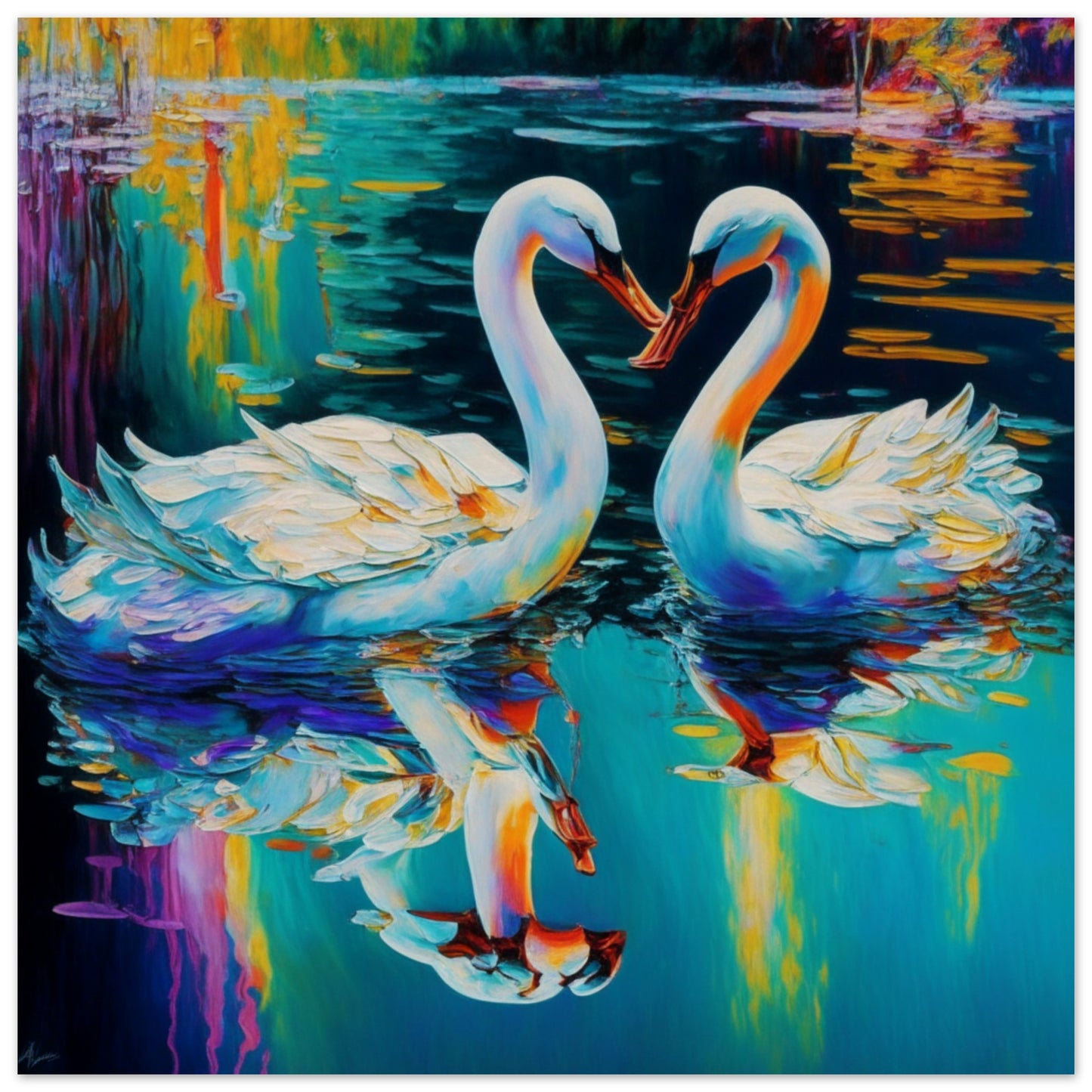 Nature Theme, Printed Wall Art, Serene Swans, Foam Backing, Perfect Gift.