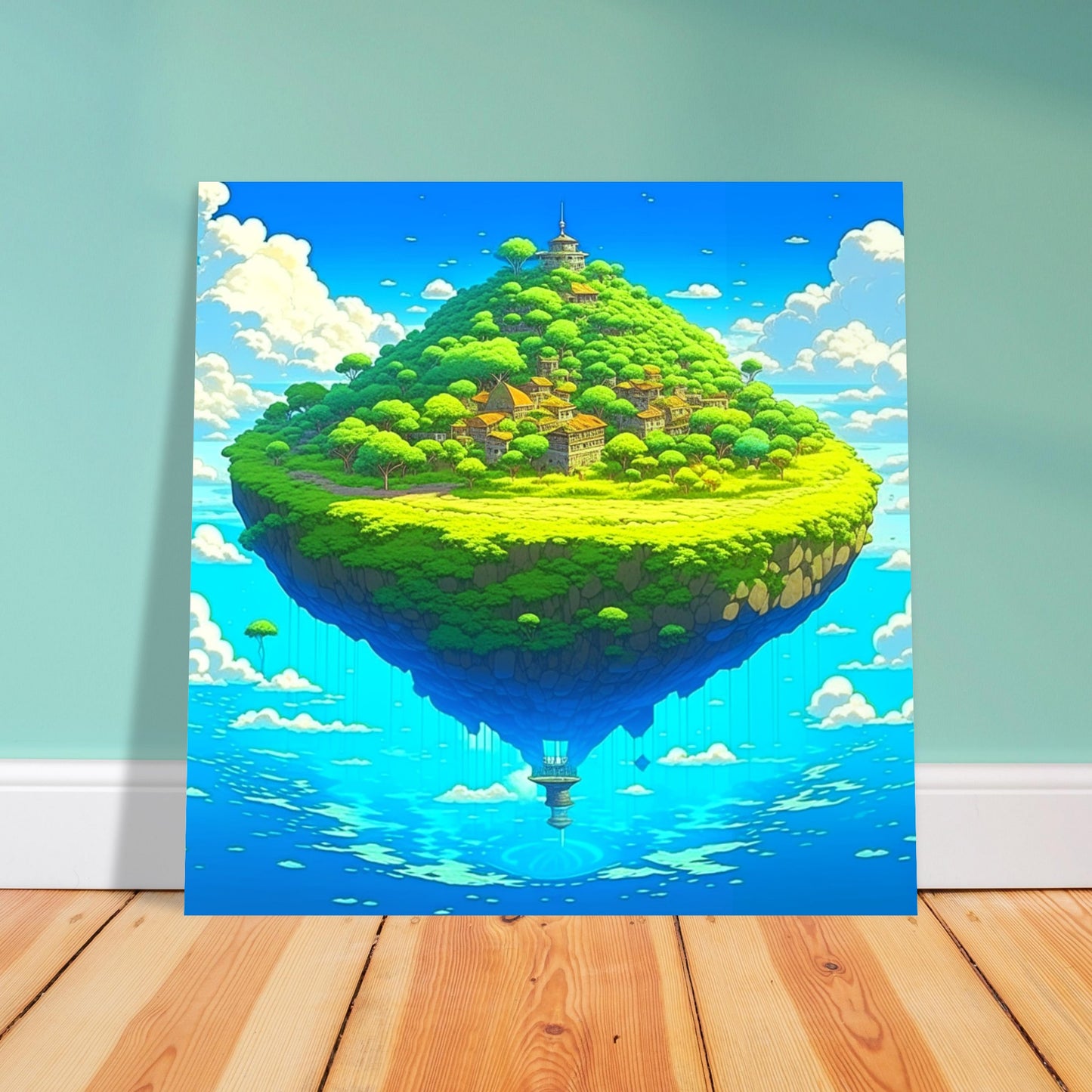 Anime Theme, Printed Wall Art, Floating Island, Foam Backing, Perfect Gift