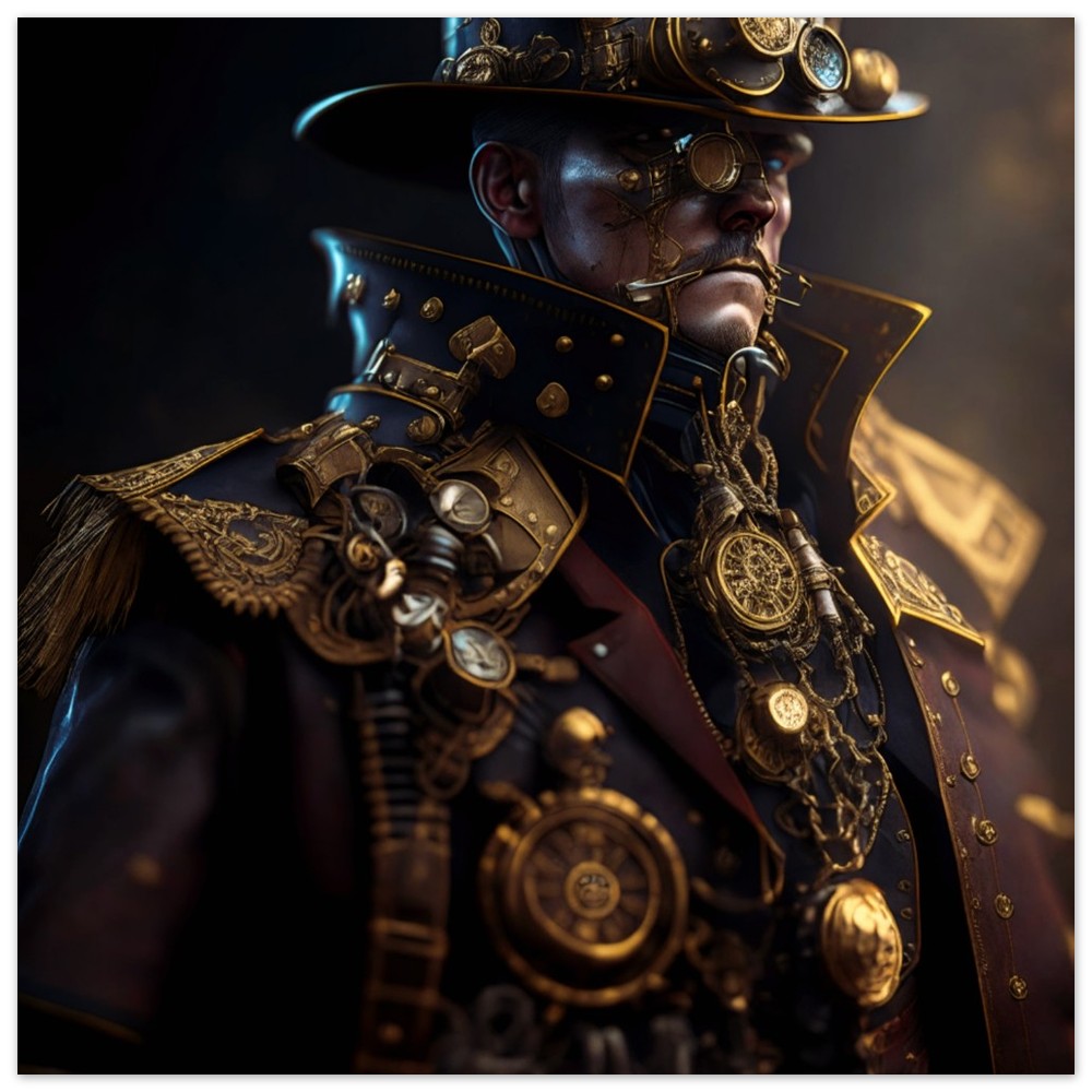 Steampunk Poster - Premium Semi-Glossy Paper Poster, The Officer, Perfect Gift