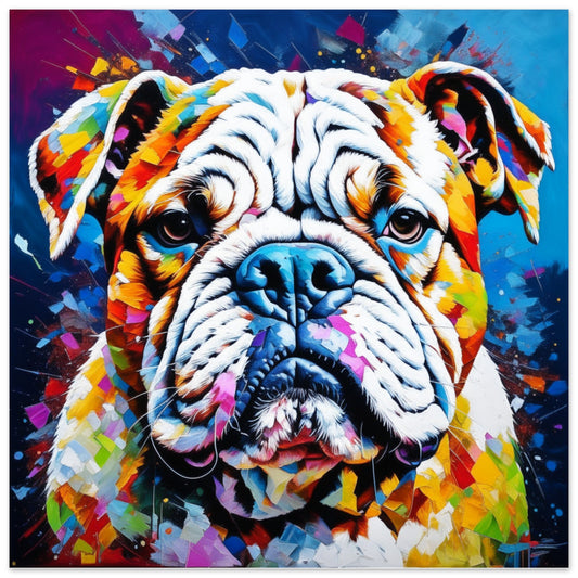 Pet Theme, Printed Wall Art, Colourful Bulldog, Foam Backing, Perfect Gift.