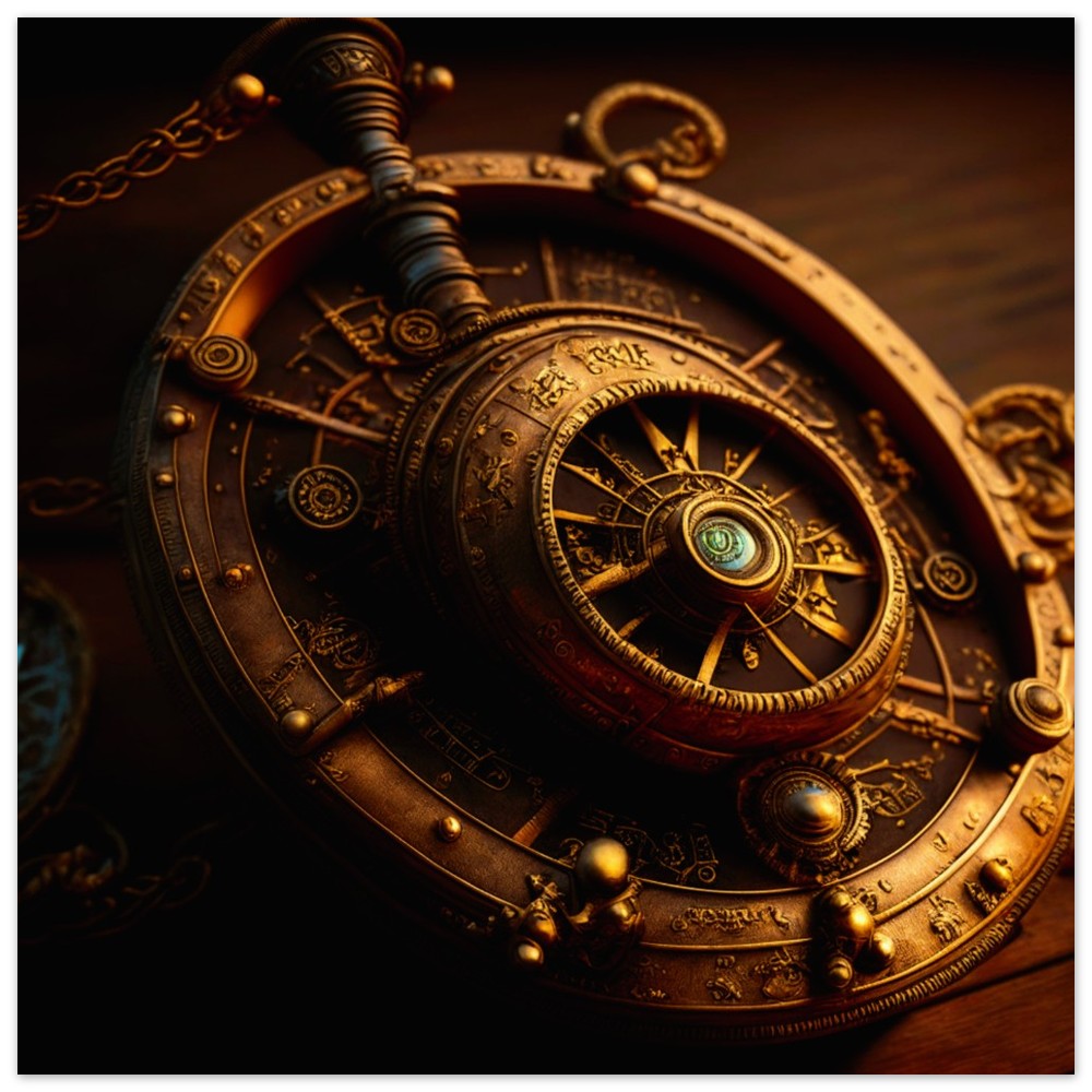 Steampunk Poster - Premium Semi-Glossy Paper Poster, Compass, Perfect Gift