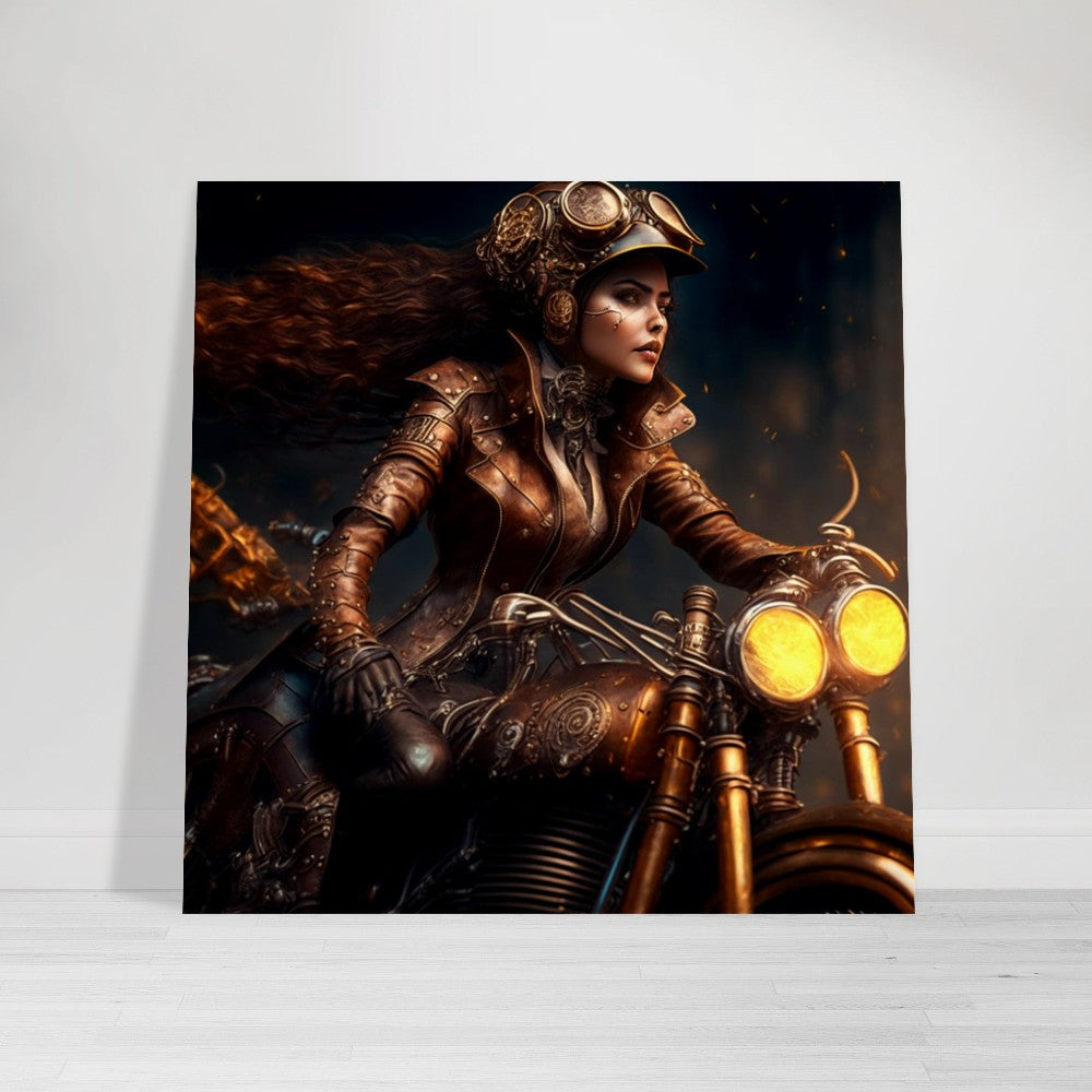 Steampunk Poster - Premium Semi-Glossy Paper Poster, Motorcyclist, Perfect Gift